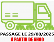 ⚠️ Passage Balayeuse le vendredi 29 août 2025 à partir de 06h00 (🚫 Merci de ne pas stationner sur la route ou sur le trottoir)